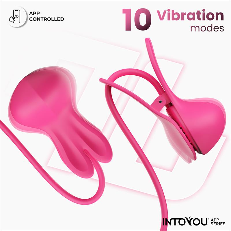 INTOYOU APP SERIES Tickly Pinzas para Pezones con Vibración, Control y Collar con APP