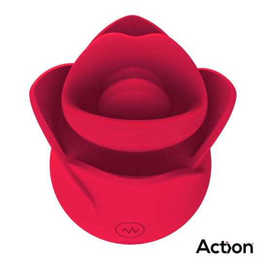 Estimulador Vibrador de Rosa con Lengua 2 Motores ACTION Meryl