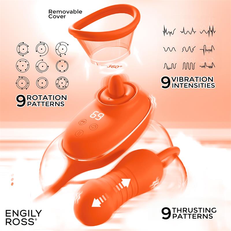 Estimulador Clítoris con Lengua Oscilante, Bomba de Vacio y Huevo con Up and Down ENGILY ROSS Lizer Pro