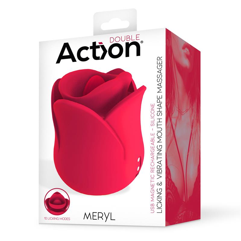 Estimulador Vibrador de Rosa con Lengua 2 Motores ACTION Meryl