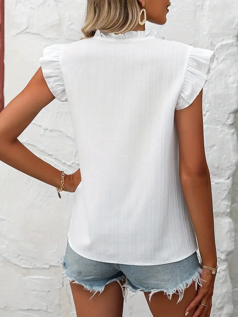 Blusa Blanca Bordada Flores Sin Mangas CATALINA