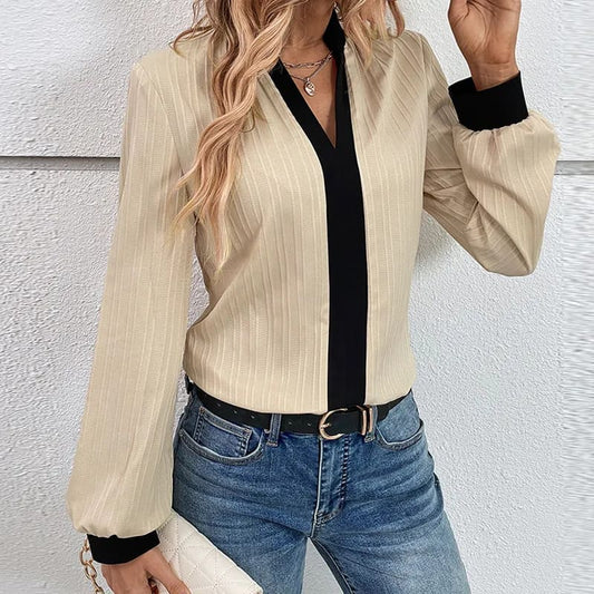 Blusa Manga Larga Beige Negra ANTONELA