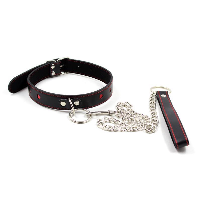 Collar con Cadena de Metal Negro/Rojo Latetobed BDSM Line