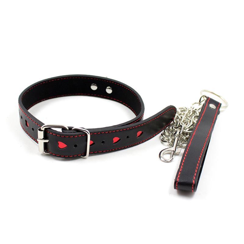 Collar con Cadena de Metal Negro/Rojo Latetobed BDSM Line