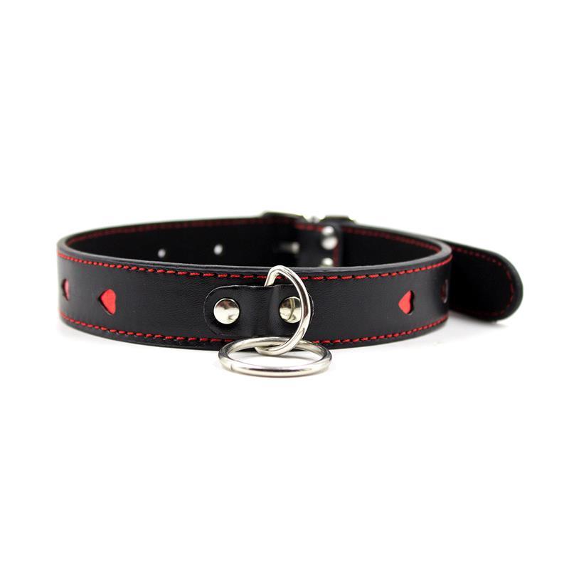 Collar con Cadena de Metal Negro/Rojo Latetobed BDSM Line