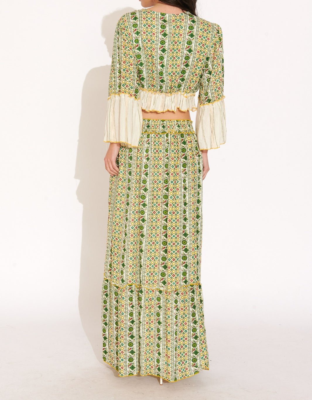 Conjunto Boho Top Media manga y Falda Larga KASANDRA