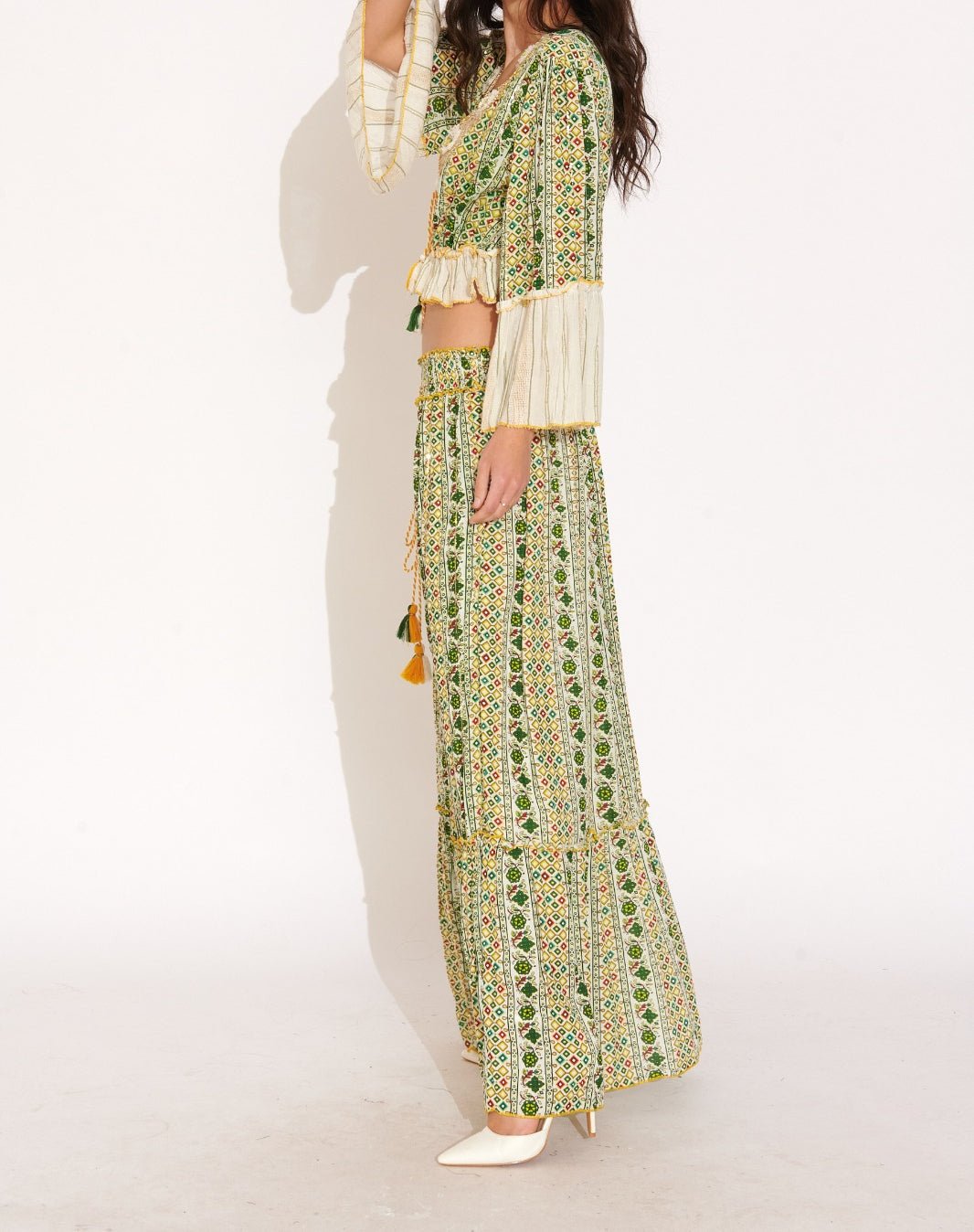 Conjunto Boho Top Media manga y Falda Larga KASANDRA