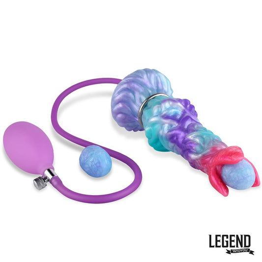 Dildo con huevos de silicona en colores vibrantes, con un diseño hueco. Los huevos de silicona están incluidos y tiene una bomba manual para una experiencia única.