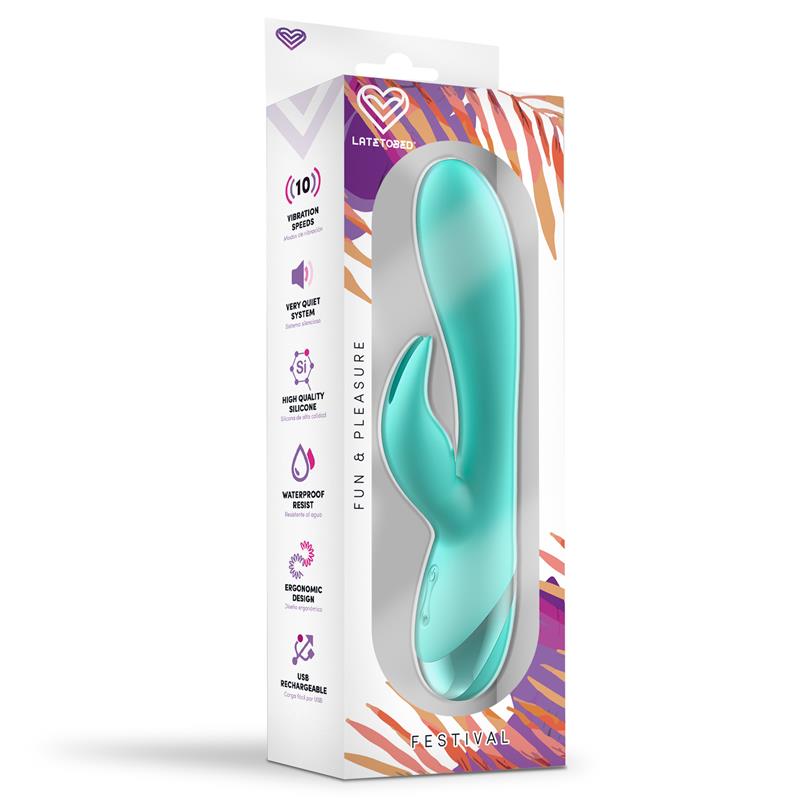 FESTIVAL Vibrador Placer Femenino Pertes USB Celeste