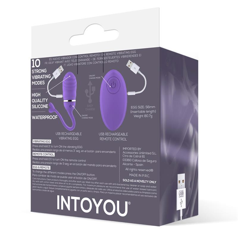 Huevo Vibrador Femenino Control Remoto Silicona Púrpura ODISE USB INTOYOU