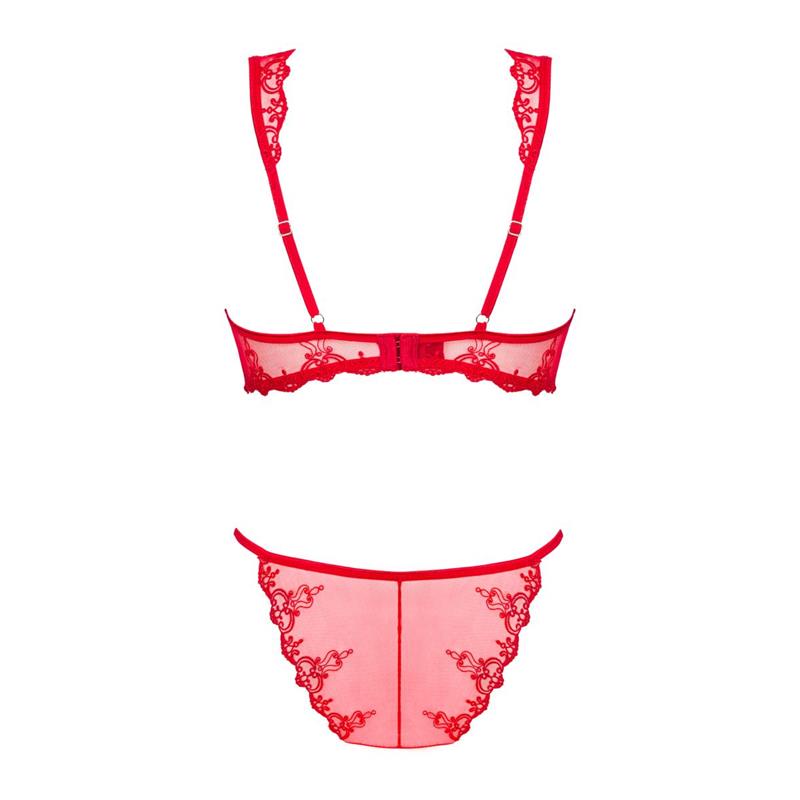OBSESSIVE LONESIA Set Sujetador y Tanga Rojo Encaje