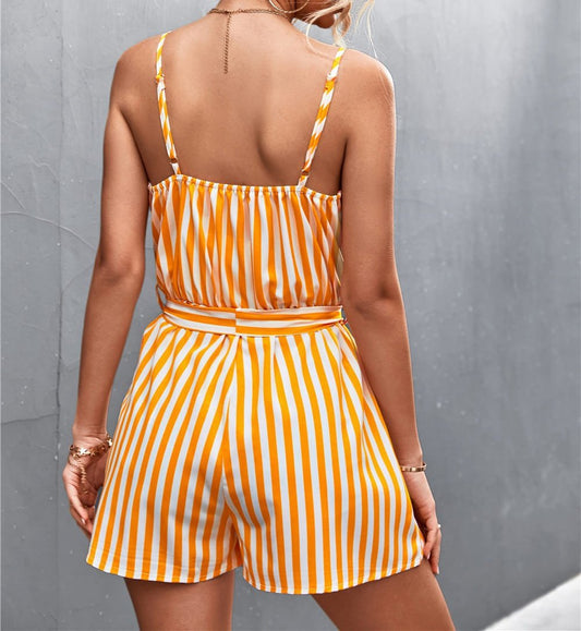Mono Corto Rayas Naranja y Blanco MONA - Colección Verano Mujer 2024