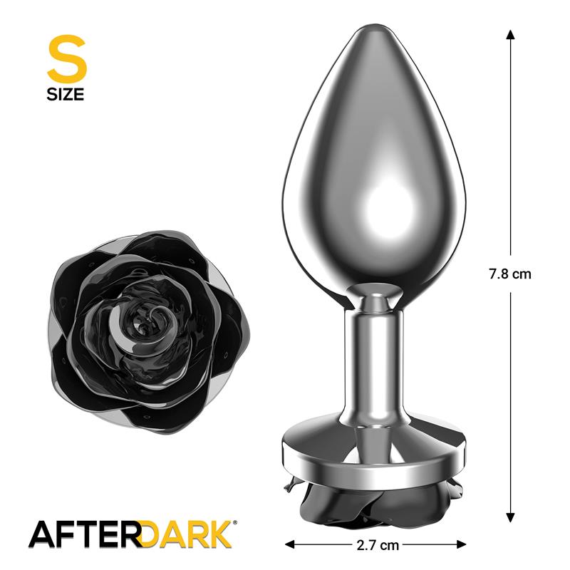 Plug Anal de Metal con Rosa Negra en la Base Talla S.