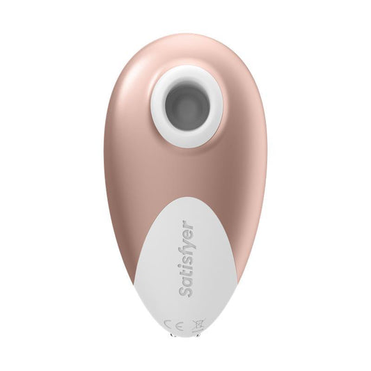 Satisfyer Deluxe Next Gen en color oro blanco – vista frontal del succionador de clítoris