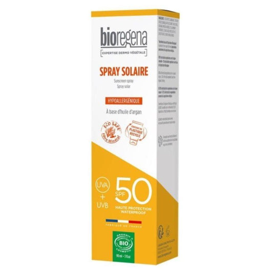 Spray Solar SPF50 Bio 90ml Bioregena - Pieles Claras y Delicadas - Alta Protección - Resistente al Agua