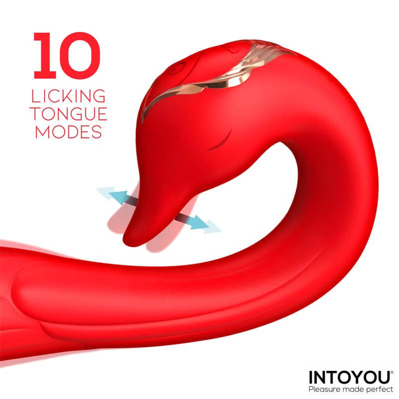 Swana Vibrador de Intoyou con función de lengua, vibración intensa y ángulo ajustable para una experiencia de placer única.