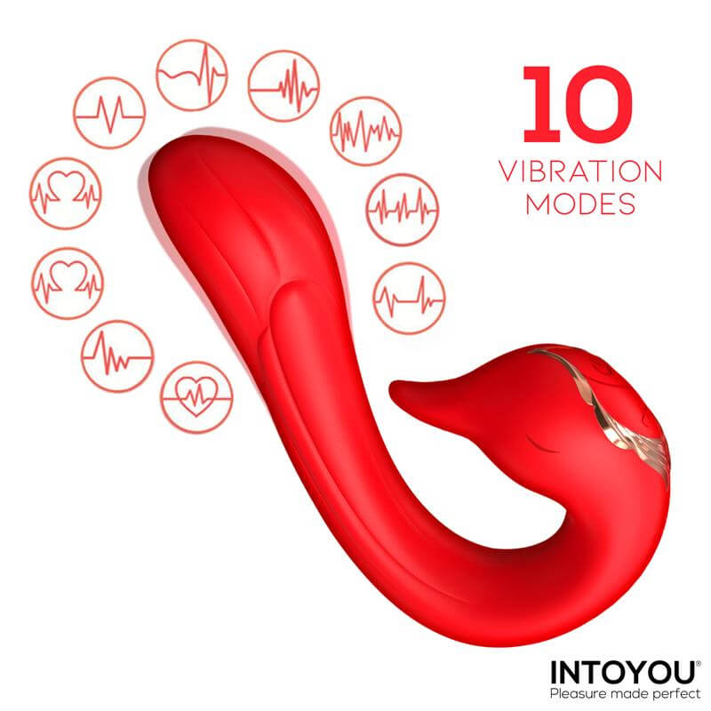 Swana Vibrador de Intoyou con función de lengua, vibración intensa y ángulo ajustable para una experiencia de placer única.