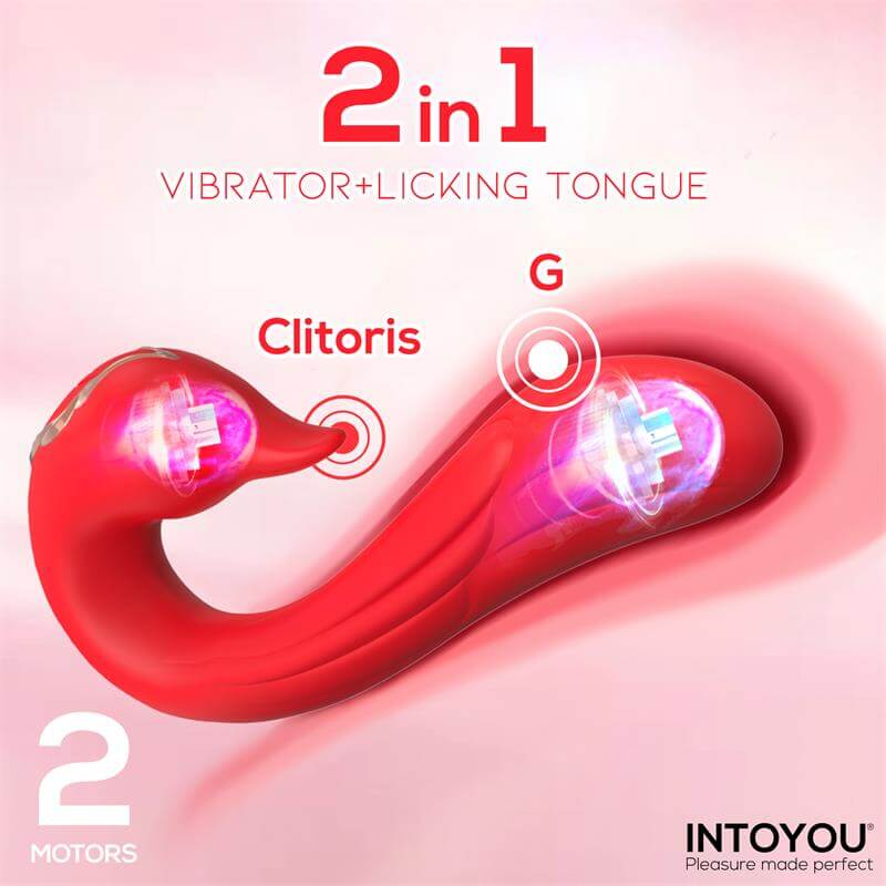 Swana Vibrador de Intoyou con función de lengua, vibración intensa y ángulo ajustable para una experiencia de placer única.