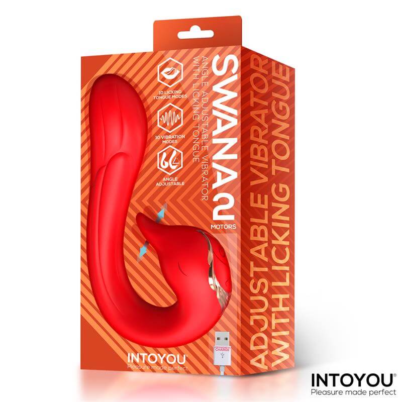 Swana Vibrador de Intoyou con función de lengua, vibración intensa y ángulo ajustable para una experiencia de placer única.