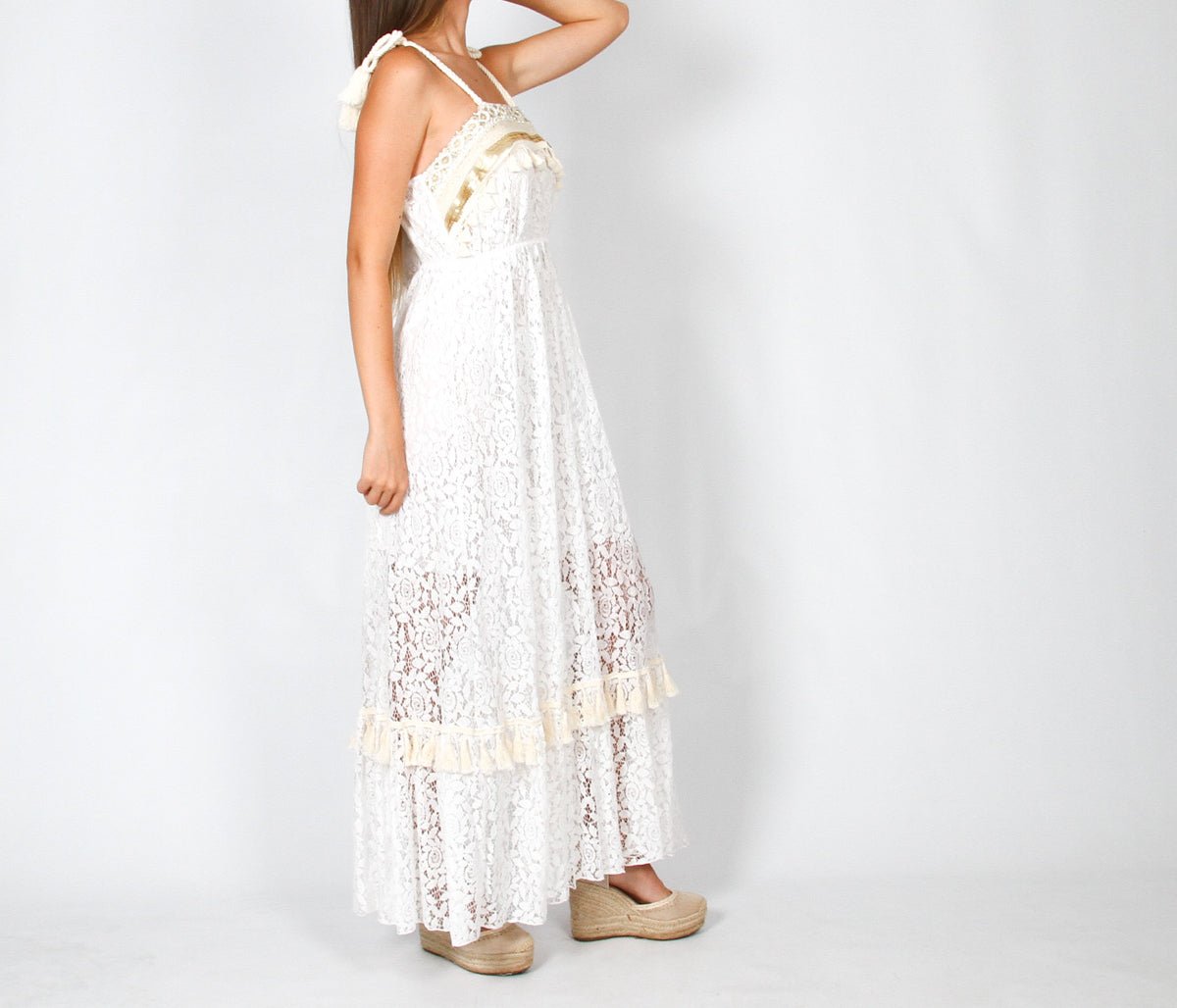 Vestido Boho Blanco Ibicenco Bordado Blanco LILITH