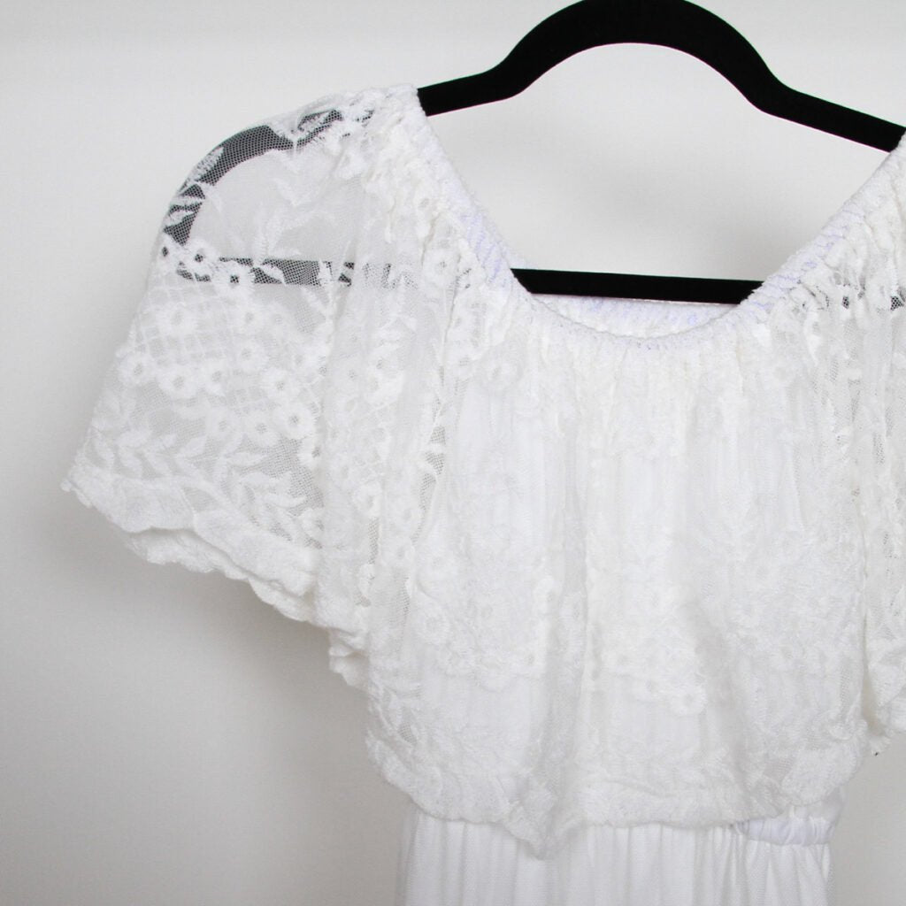 Vestido Boho Indie Hombros Descubiertos Beige o Blanco CASILDA