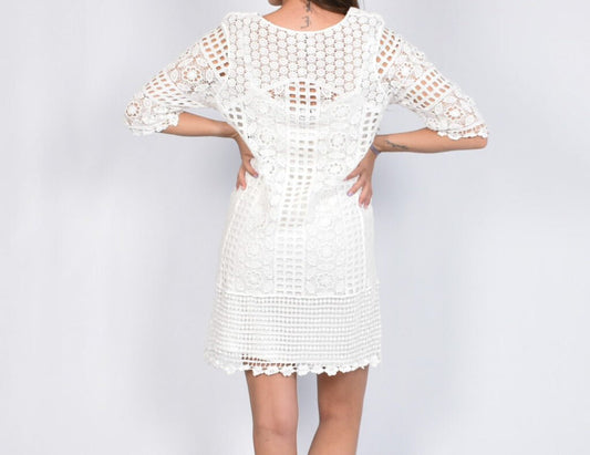Vestido Crochet Calado Ibicenco Blanco VICTORIA