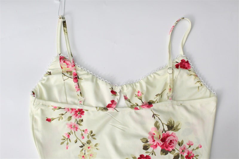 Vestido Largo Ajustado Floral Tirantes Finos MIA