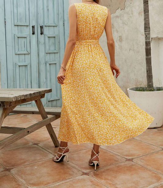 Vestido Largo Estampado Amarillo TIARA