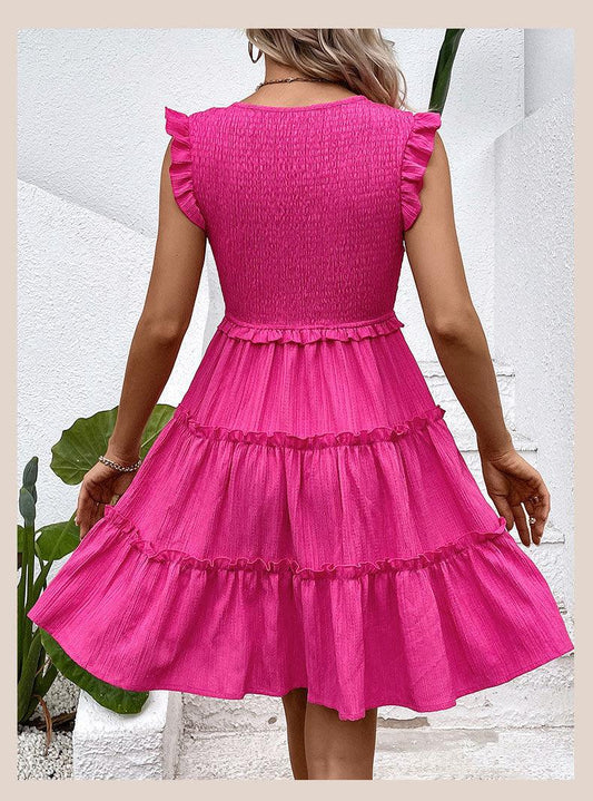 Vestido Tirantes Rosa Con Volantes MARTINA
