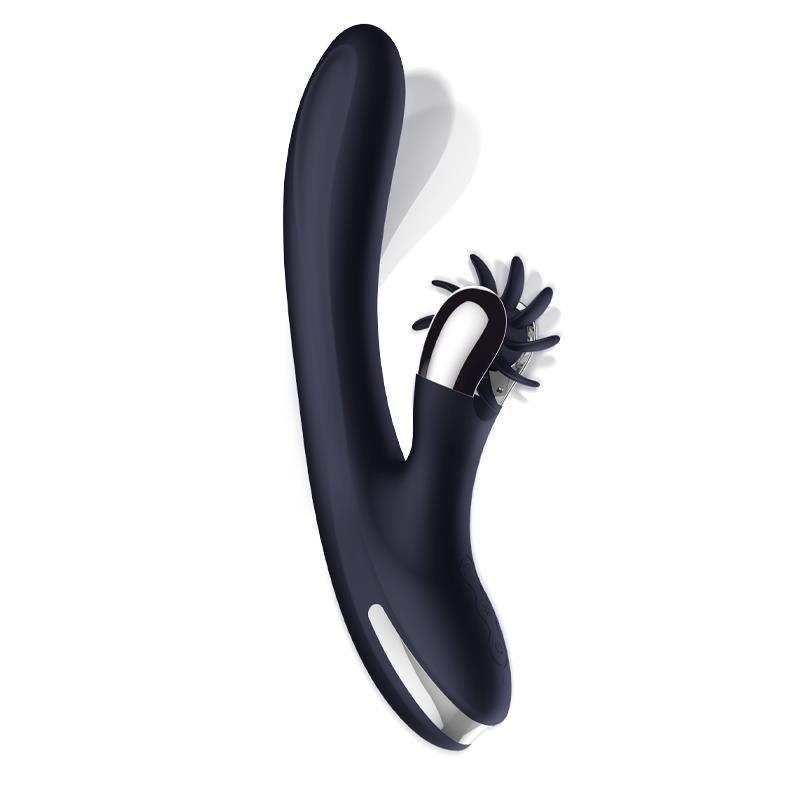 Vibrador Con Lenguas Rotadoras y Movimientos Finger Azul INTOYOU DARKSPACE
