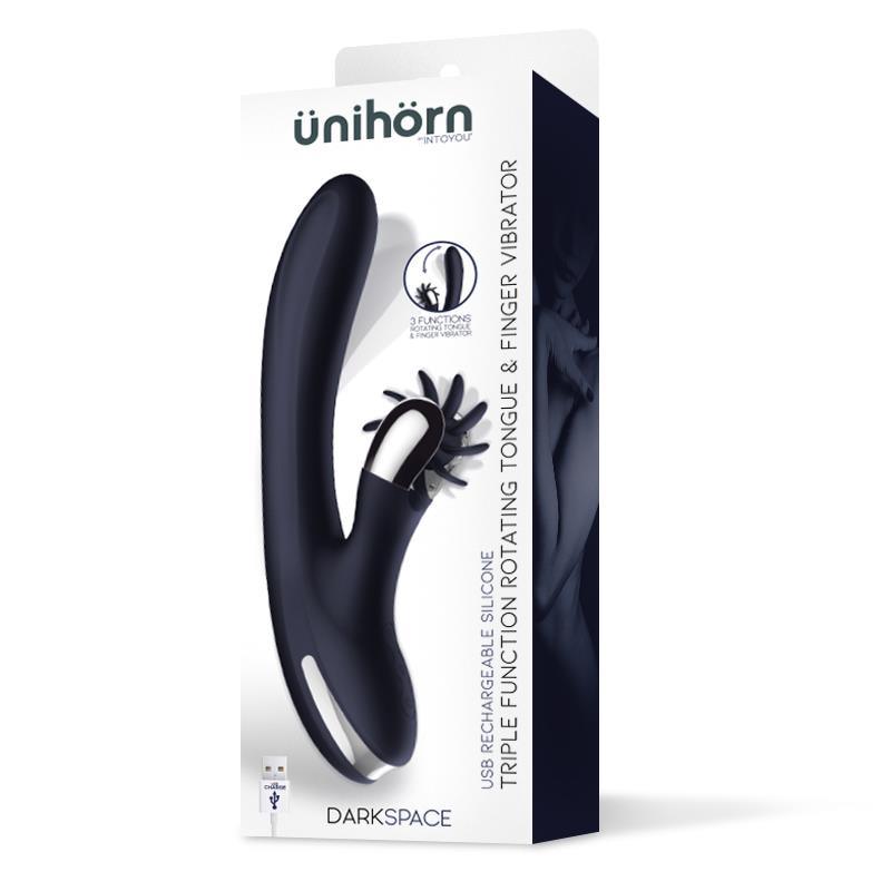 Vibrador Con Lenguas Rotadoras y Movimientos Finger Azul INTOYOU DARKSPACE