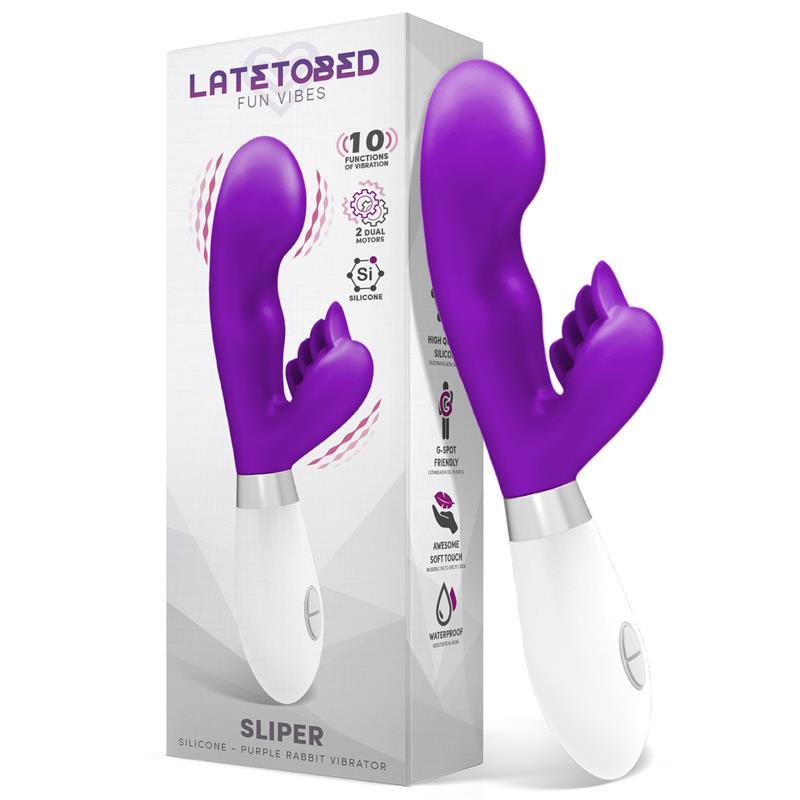 Vibrador Femenino Conejito de Silicona Púrpura LATETOBED SLIPER