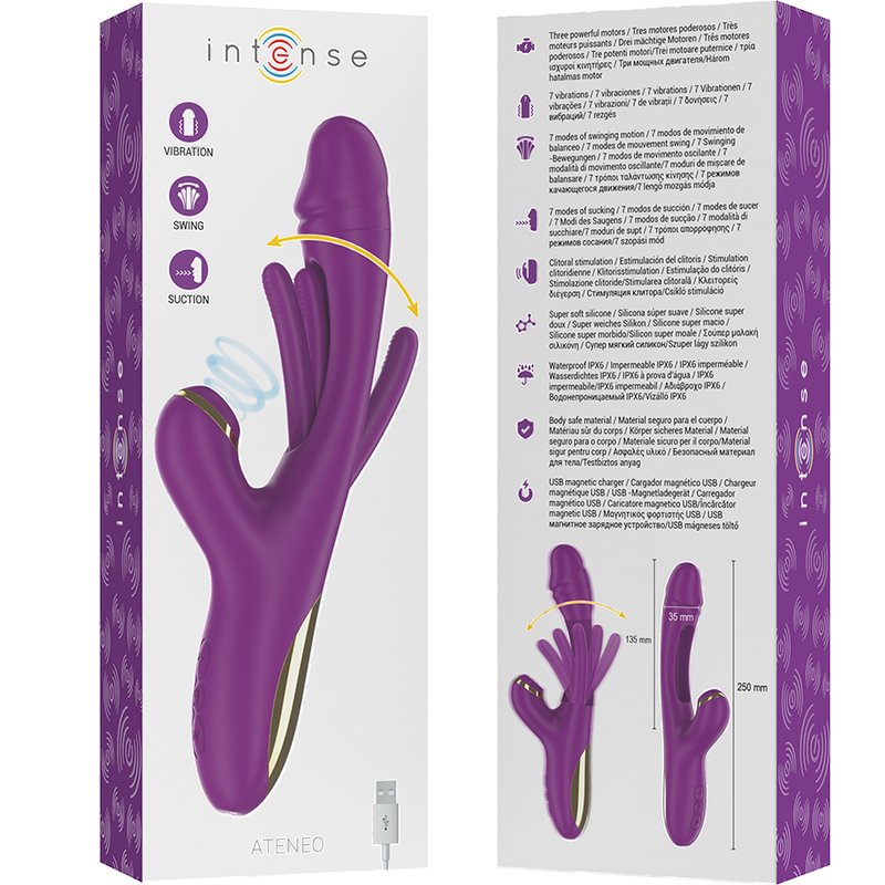 Vibrador Multifunción Recargable Con Lengua y Succionador ATENEO - INTENSE