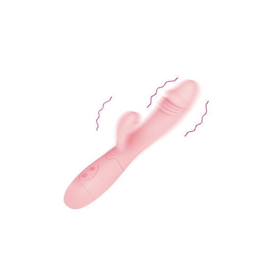 Vibrador PRETTYLOVE Snappy en color natural, diseñado para la estimulación simultánea del punto G y el clítoris. Su estructura ergonómica y acabado en silicona ultrasuave ofrecen comodidad y placer. Cuenta con 30 modos de vibración y es recargable por USB.
