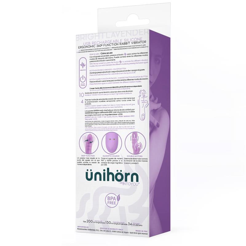 Vibrador y Rotador Punto G DOBLE MOTOR 360º ÜNIHÖRN BRIGHTLAVENDER