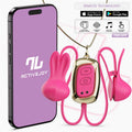 Pinzas vibradoras para pezones Tickly de Intoyou® con control remoto por app, 10 modos de vibración y diseño tipo conejito, ideales para parejas a distancia.