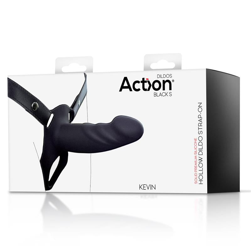 ACTION Arnés Strap-On con Dildo Hueco Silicona Premium Talla S Negro