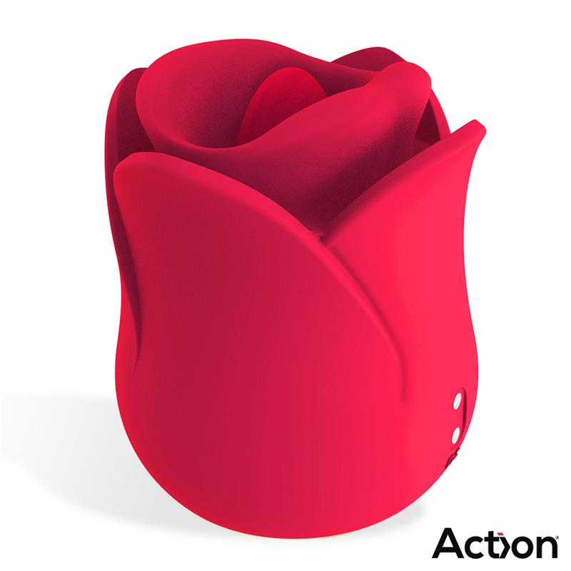 Estimulador Vibrador de Rosa con Lengua 2 Motores ACTION Meryl