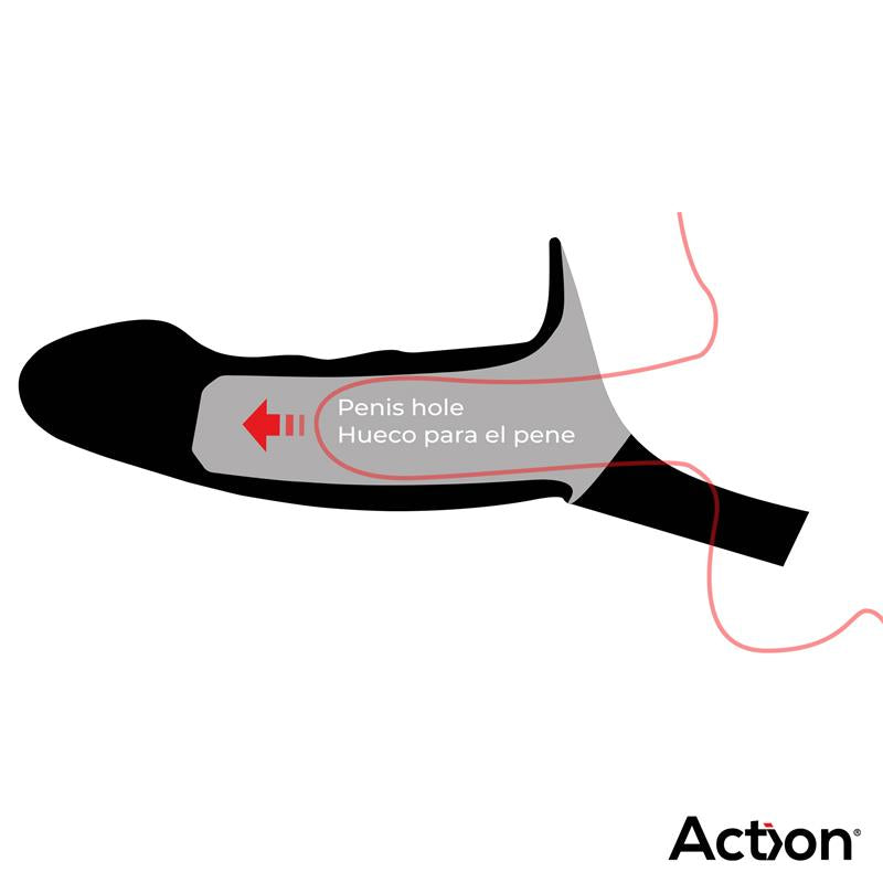 ACTION Arnés Strap-on con Dildo Hueco Silicona Premium Talla L Negro