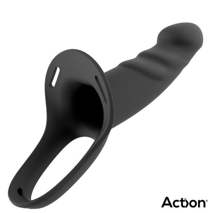 ACTION Arnés Strap-On con Dildo Hueco Silicona Premium Talla S Negro