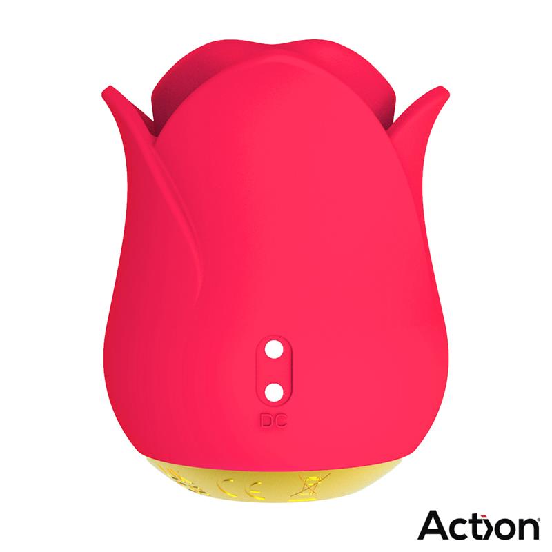 Estimulador Vibrador de Rosa con Lengua 2 Motores ACTION Meryl
