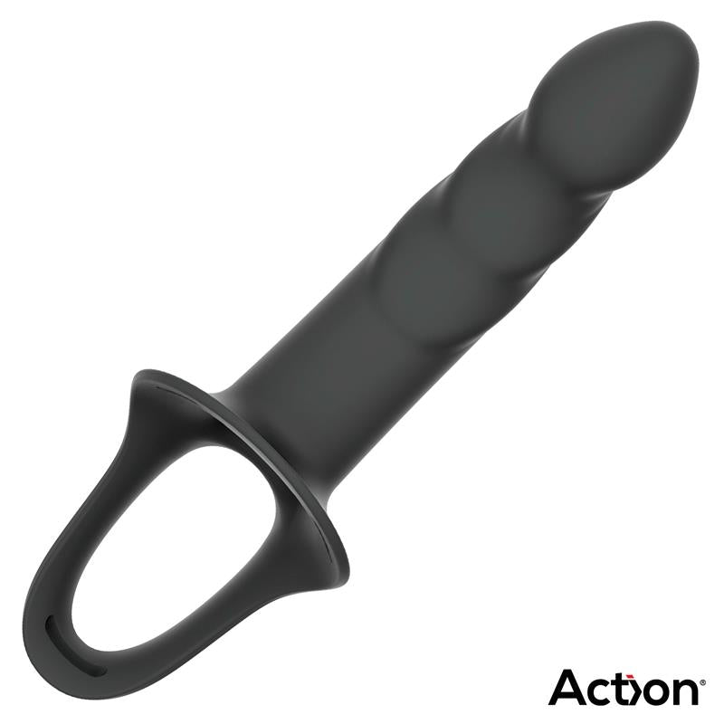 ACTION Arnés Strap-on con Dildo Hueco Silicona Premium Talla L Negro