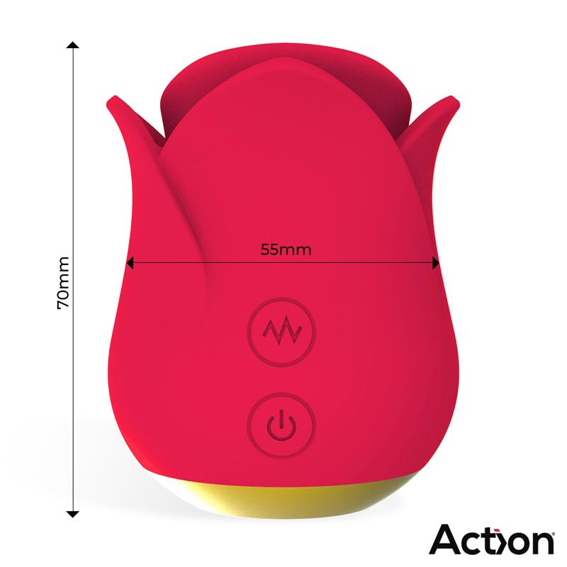 Estimulador Vibrador de Rosa con Lengua 2 Motores ACTION Meryl