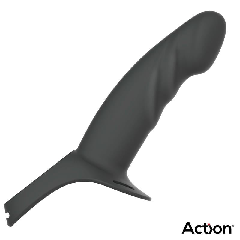 ACTION Arnés Strap-on con Dildo Hueco Silicona Premium Talla L Negro