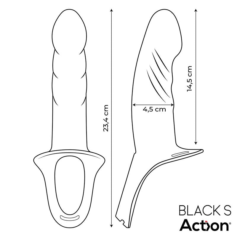 ACTION Arnés Strap-On con Dildo Hueco Silicona Premium Talla S Negro