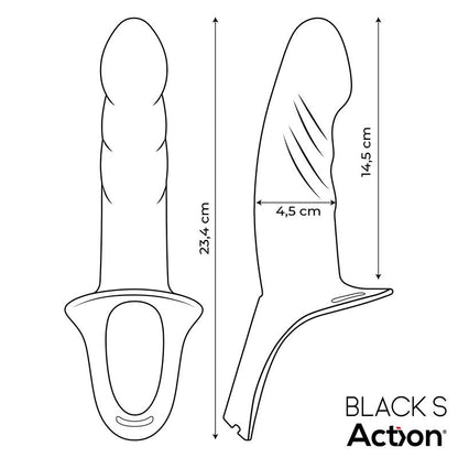 ACTION Arnés Strap-On con Dildo Hueco Silicona Premium Talla S Negro