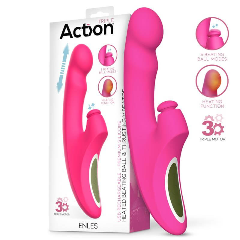 ACTION ENLES Vibrador Con BEATING BALL, THRUSTING Y FUNCIÓN DE CALOR - Estimulación Clítoris y Punto G