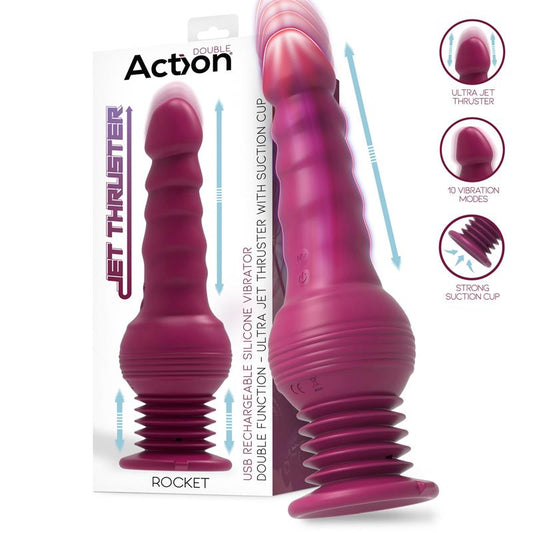 ACTION ROCKET Vibrador Thursting Ultra Jet Thruster Con Ventosa