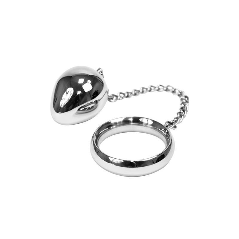 Anillo Pene Con Huevo Anal Acero Inoxidable Bondage Play