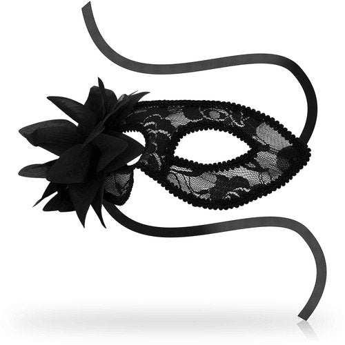 Antifaz Con Encaje y Flor Negro OHMAMA MASKS